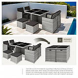 Комплект із ротанга стіл + крісла + пуфи Manhattan світло-сірий, фото 8