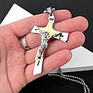 Хрестик з нержавіючої медичної сталі з розп'яттям, фото 3