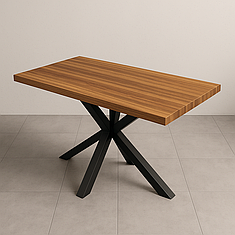 Стіл прямокутний для ресторану "Серія Жук" з масиву дерева та металу від виробника Lofty