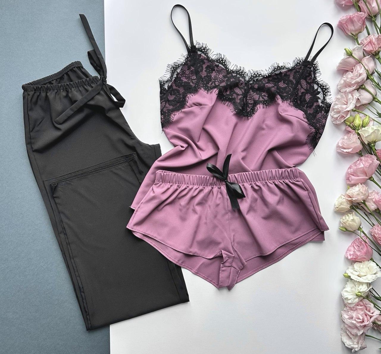 Жіноча піжама-трійка, комплект для дому.