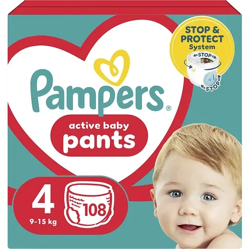 Підгузки-трусики Pampers Active Baby Pants 4 (9-15 кг) 108 шт, фото 1