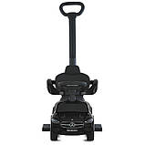 Дитяча каталка-толокар Mercedes 668L з батьківською ручкою 2 в 1 Чорний, фото 4