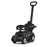 Дитяча каталка-толокар Mercedes 668L з батьківською ручкою 2 в 1 Чорний, фото 7