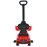 Дитяча каталка-толокар Mercedes 668L з батьківською ручкою 2 в 1 Червоний, фото 5