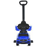 Дитяча каталка-толокар Mercedes 668L з батьківською ручкою 2 в 1 Синій, фото 5