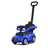 Дитяча каталка-толокар Mercedes 668L з батьківською ручкою 2 в 1 Синій, фото 7