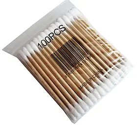 Ватні палички Бамбук вушні палички 100 шт (м'які, міцні, натуральні) пакування по 20 уп