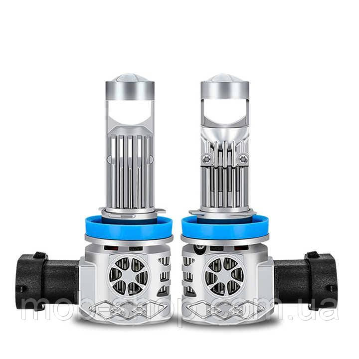 LED лампи H11 Y9max 80W 4000LM з лінзами для авто 12V, яскраве світло, світлодіодні лампи, фото 1
