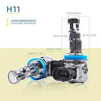 LED лампи H11 Y9max 80W 4000LM з лінзами для авто 12V, яскраве світло, світлодіодні лампи, фото 4