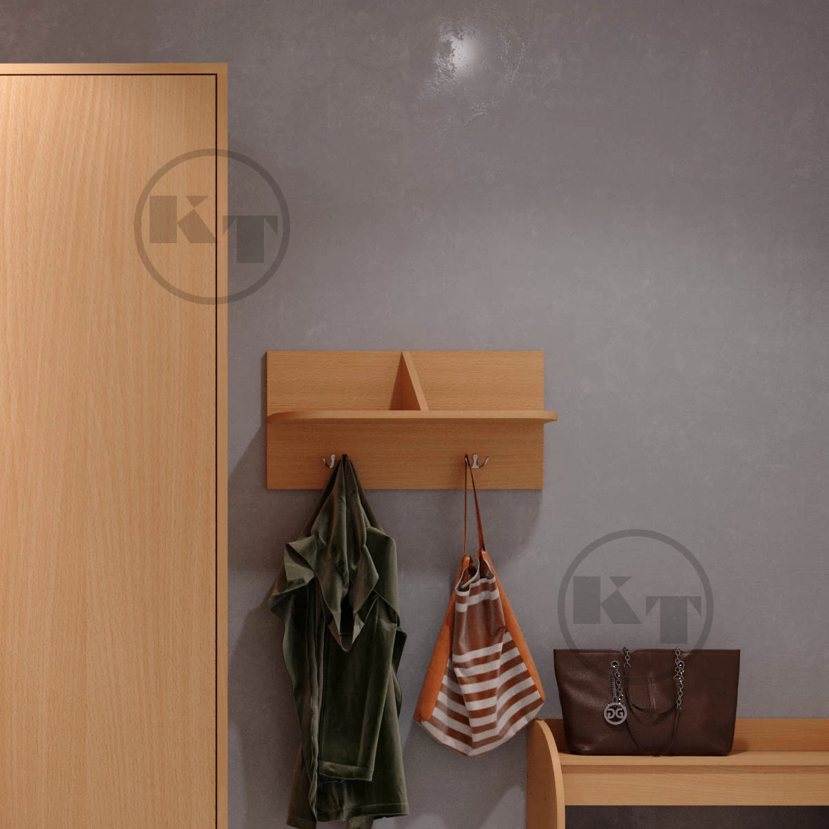 Маленька настінна вішалка в передпокій Компаніт В-2, фото 1