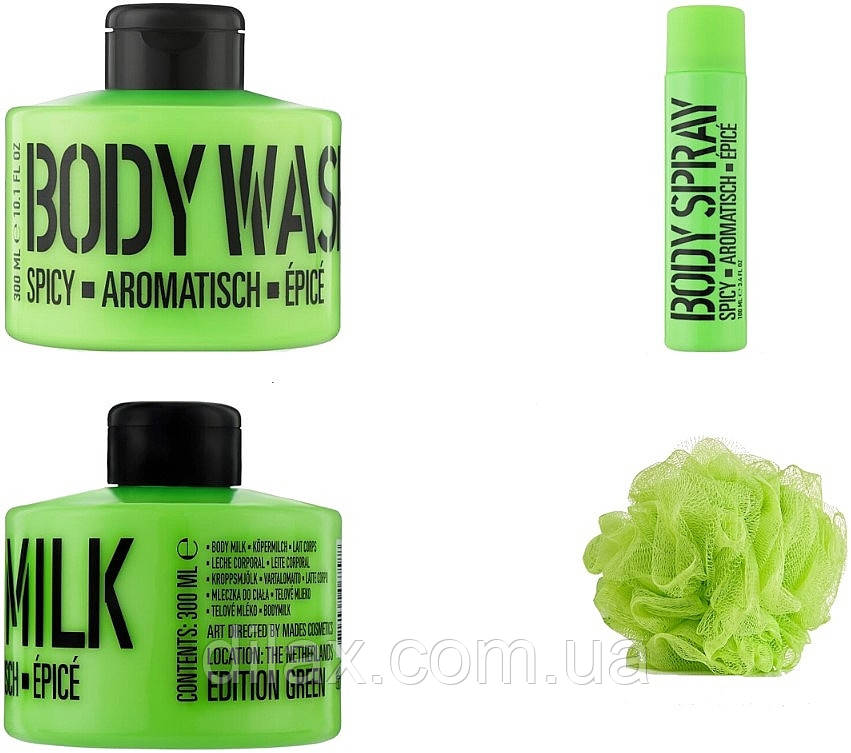 Набор - Stackable Spicy Lime (sh/gel/300ml + b/milk/300ml + spray/100ml + sponge/1pcs) (1183458-2), фото 1