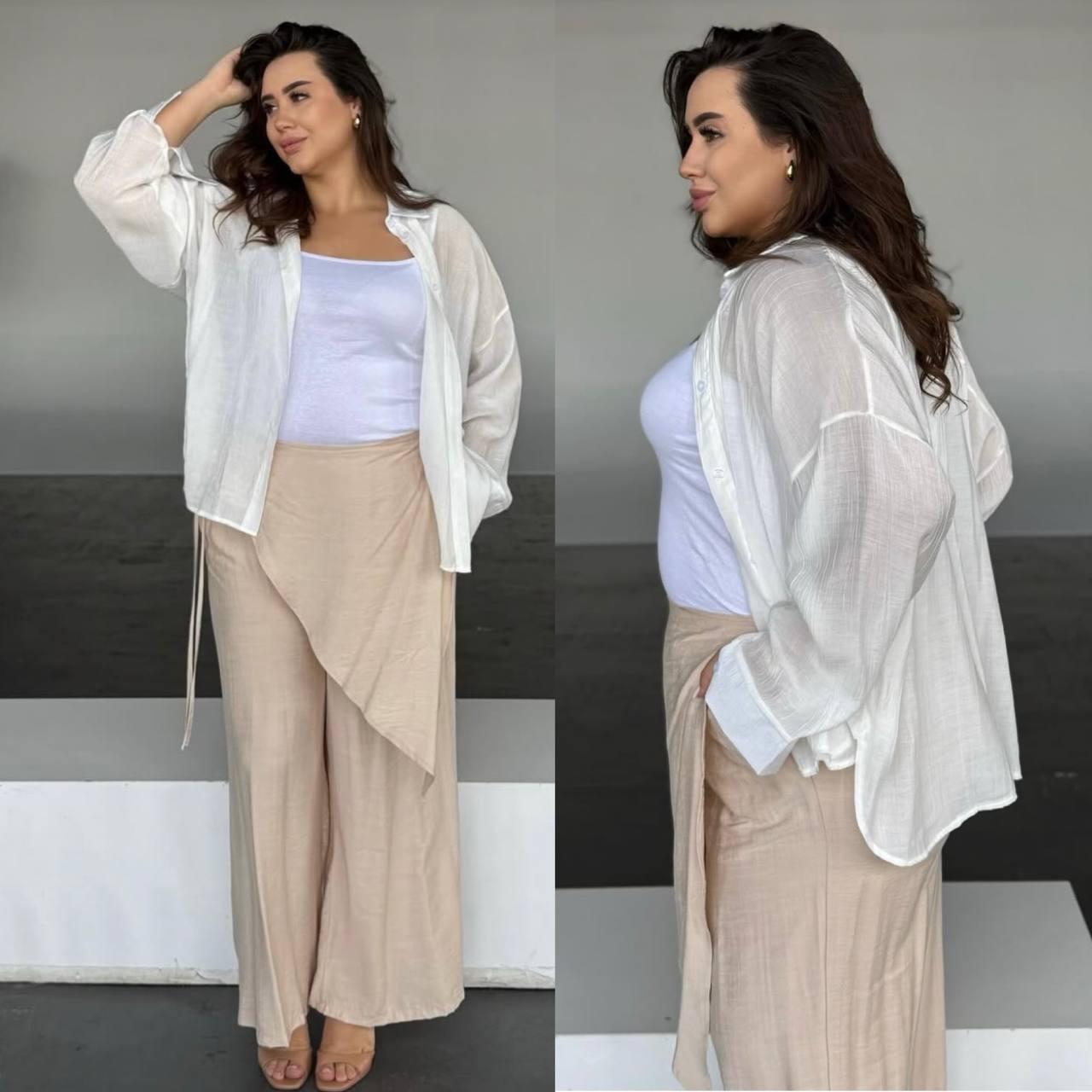 Штани жіночі літні з накидкою з креп-жатки рр.50-52,54-56, 58-60, фото 1