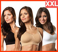 Спортивный топ без косточек бесшовный бюстгальтер набор 3 шт размер XXL черный, белый, бежевый Ahh Bra