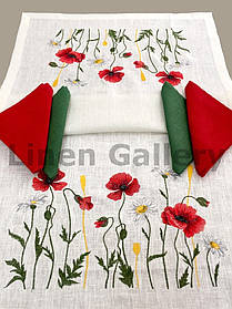 Доріжка-ранер вишитий "Маковій" + 4 серветки в українському стилі