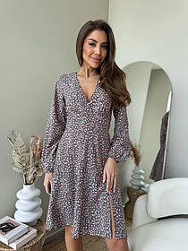 Кавове плаття із софту з квітковим принтом