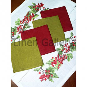 Доріжка-ранер вишитий "Калина" + 4 серветки в українському стилі