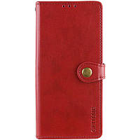 Чохол книжка на Motorola Moto G05 / Motorola Moto E15 червоний шкіряний з візитницею та функцією підставки із застібкою