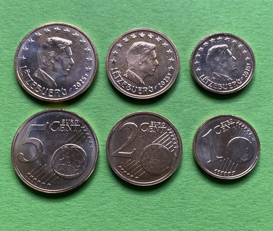 Набор монет Люксембурга 1+2+5 евроцентів UNC, фото 1