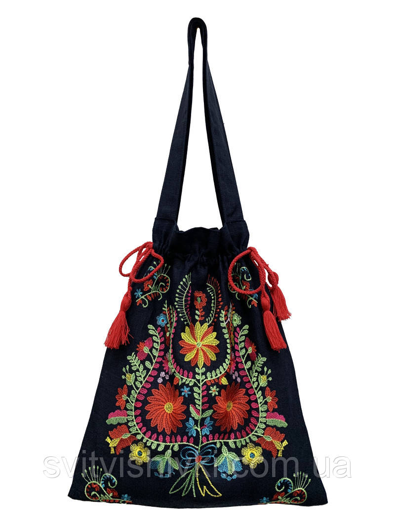Сумка синього кольору з вишивкою "Амфора", фото 1