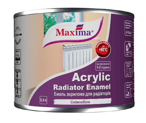 Емаль акрилова для радіаторів опалення Acrylic Radiator Enamel (ТМ "Maxima") 0,4 л (білосніжна)