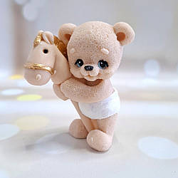 Шоколадна фігурка для торта Ведмежа з коником