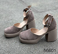 Женские туфли на устойчивом каблуке 8см из натуральной кожи и замши р.36-41