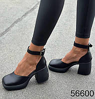 Женские туфли на устойчивом каблуке 8см из натуральной кожи и замши р.36-41