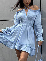 Женское летнее романтичное мини платье натуральный муслин