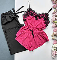 Комплект для дома пижамный, майка-шорты-штаны.