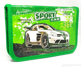 Пенал 1 відділення без відворотів "Sport Car" Kidis 7173 Зелений KNZ
