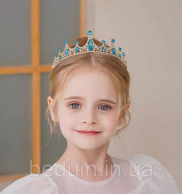 Дитяча висока золотиста діадема Корона принцеси "Еллі" — для образу на свято Aushal Jewellery