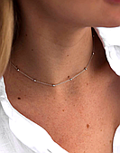 Акуратний чокер, срібний ланцюжок на шию з кульками, підвіска- срібло 925 проби EGYPT SILVER