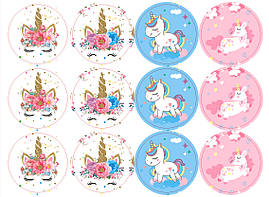 Наклейки для паковання | стикери Єдиноріг 12 шт.