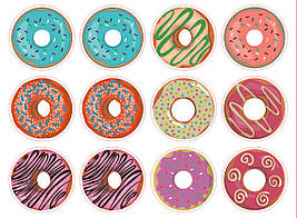 Наклейки для паковання | стикери Пончик 12 шт.