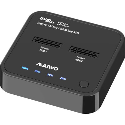Док-станція для накопичувачів Maiwo 2*NVMe M.2 SSD Key M/B+M USB 3.1 Gen2 Type-C (K3016P), фото 1