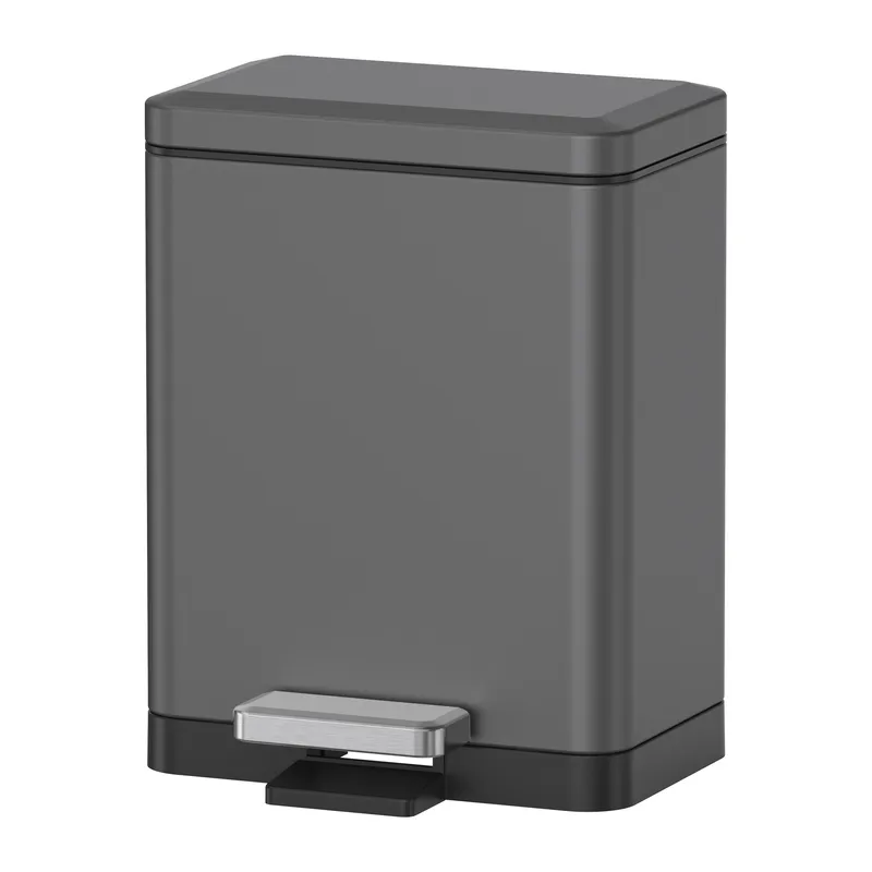 Відро для сміття з плавним закриванням прямокутне Koer TC-010315-07 15 л колір графіт (KR5604), фото 1
