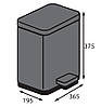 Відро для сміття з плавним закриванням прямокутне Koer TC-010315-07 15 л колір графіт (KR5604), фото 4