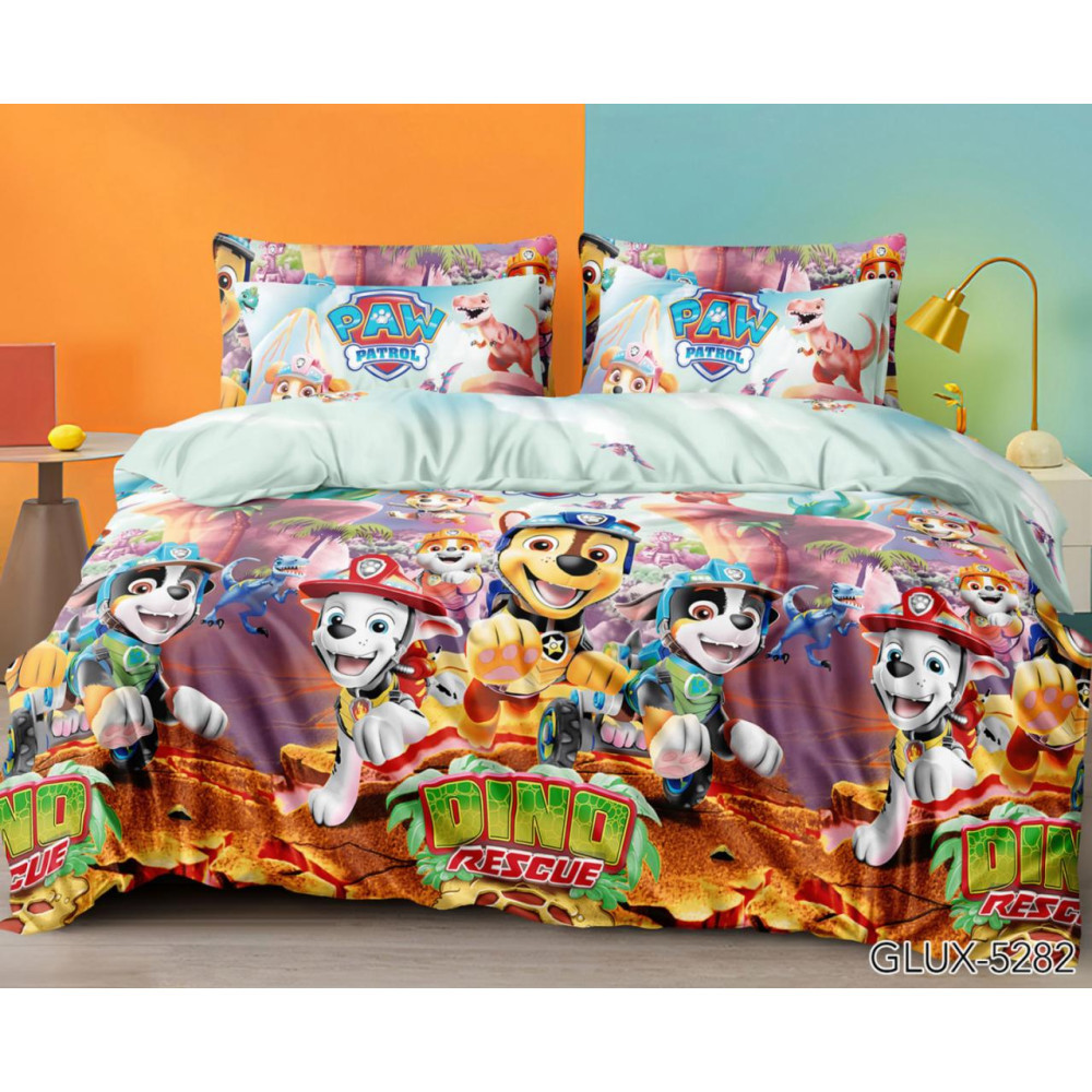 Патруль Порятунок динозаврів - Бязь Gold - Двоспальний комплект постільної білизни, фото 1