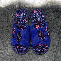 Тапочки жіночі домашні Белста сині з чорним з відкритим носком 2362, фото 2