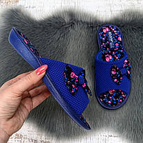 Тапочки жіночі домашні Белста сині з чорним з відкритим носком 2362, фото 3