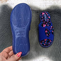 Тапочки жіночі домашні Белста сині з чорним з відкритим носком 2362, фото 5