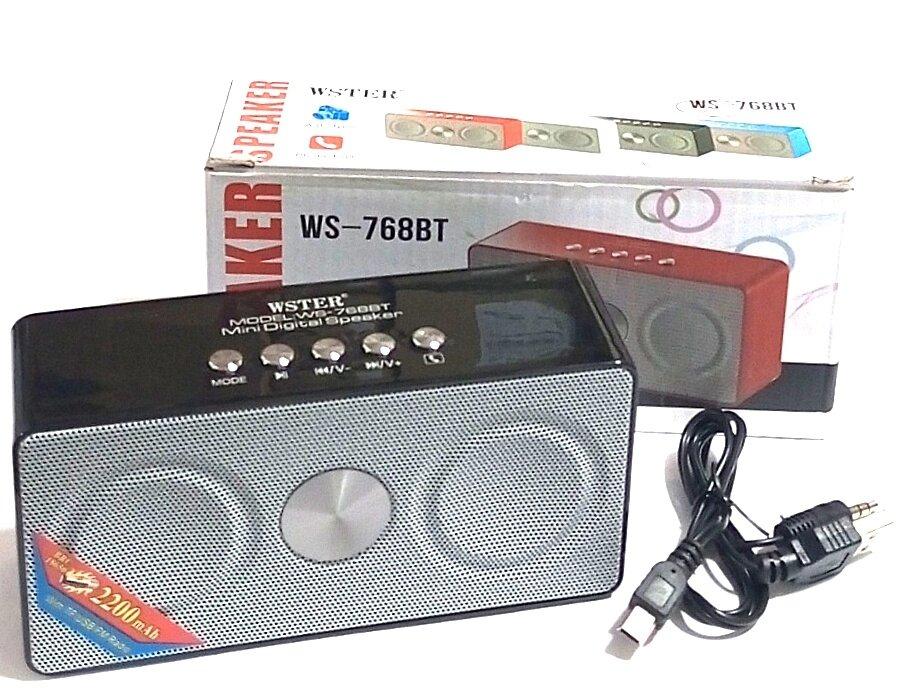 Радіоприймач FM, Bluetooth колонка WS-768BT, FM радіо, MP3 (TF/USB), AUX, handsfree, 2200 мАг