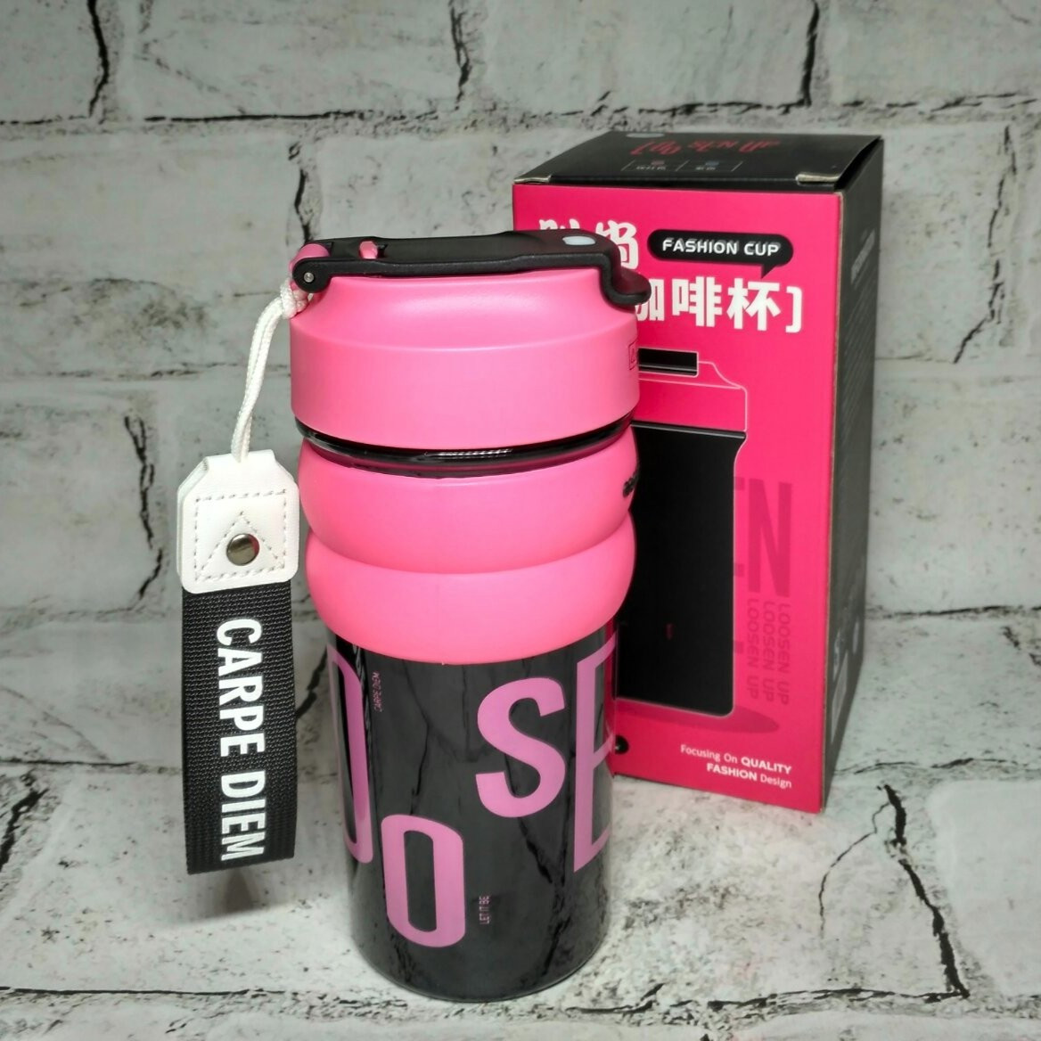 Термокухоль з трубочкою термочашка для кави 18х7х6 см 550 мл Малиновий DXS-06-M