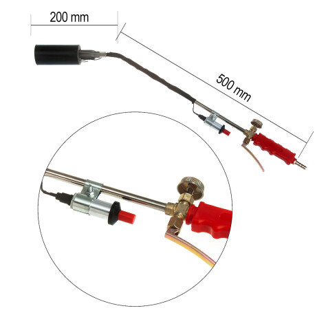 Пальник пропан 50см (діаметр 5 мм) з клапаном п'єзопідпалу, латунь., фото 1