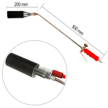 Пальник пропан 50см (діаметр 5 мм) з клапаном п'єзопідпалу, латунь., фото 1