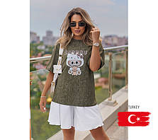 Модна футболка тай-дай Labubu "Kitty" (Туреччина) | Норма і батал