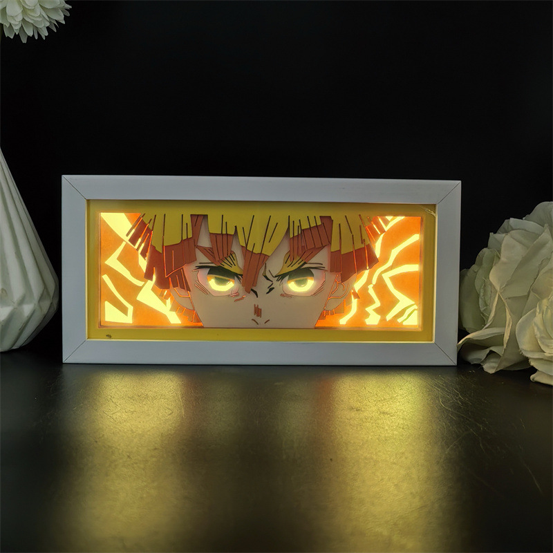 Світильник нічник 3D Клинок, що розсікає демонів Зеніцу Агацума Demon Slayer Zenitsu Agatsuma 20 см, фото 1