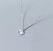Срібна ніжна підвіска на шию, кольє "Роса" з камінчиком фіаніту — срібло 925 проби EGYPT SILVER