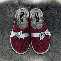 Капці жіночі  Белста бордові вельветові з закритим носком 2350-2, фото 2