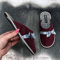 Капці жіночі  Белста бордові вельветові з закритим носком 2350-2, фото 3